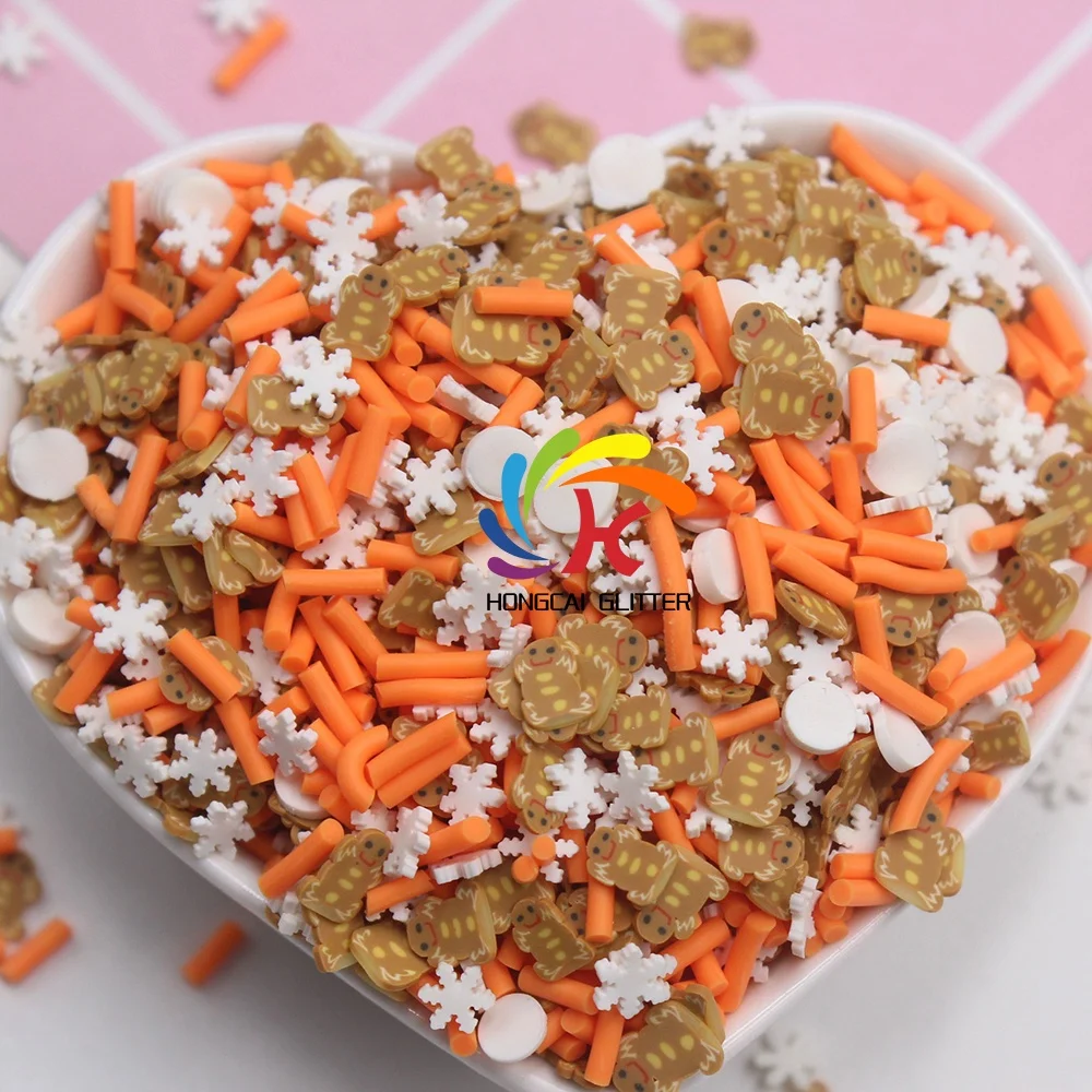 Рождественская полимерная глина, сбрызгиваемые ломтики, смесь, готовая к отправке для слайма ручной работы