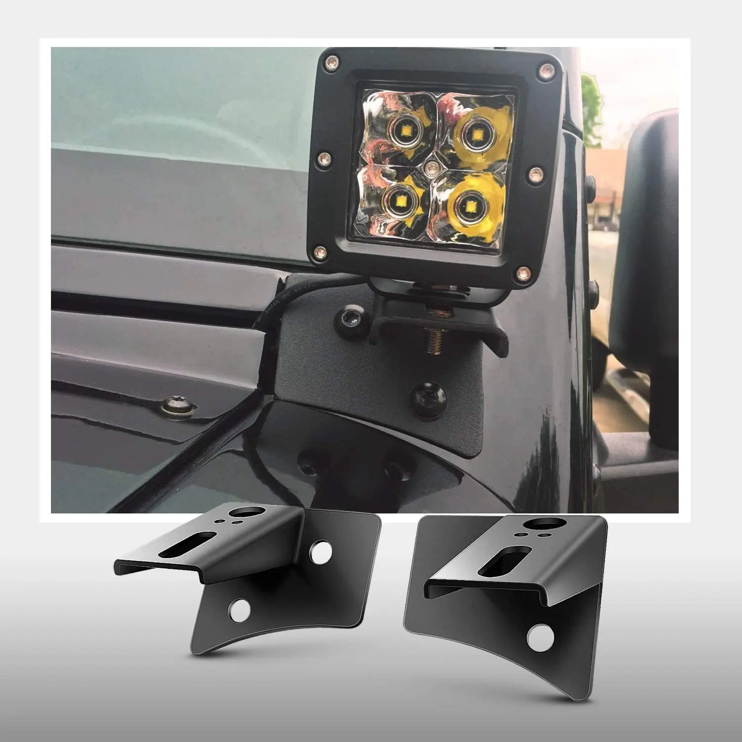 Шарнирные кронштейны для крепления на лобовое стекло Jeep JK A-Pillar для внедорожных светодиодных противотуманных фар галогенные рабочие фары для Jeep Wrangler JK 2007-2017