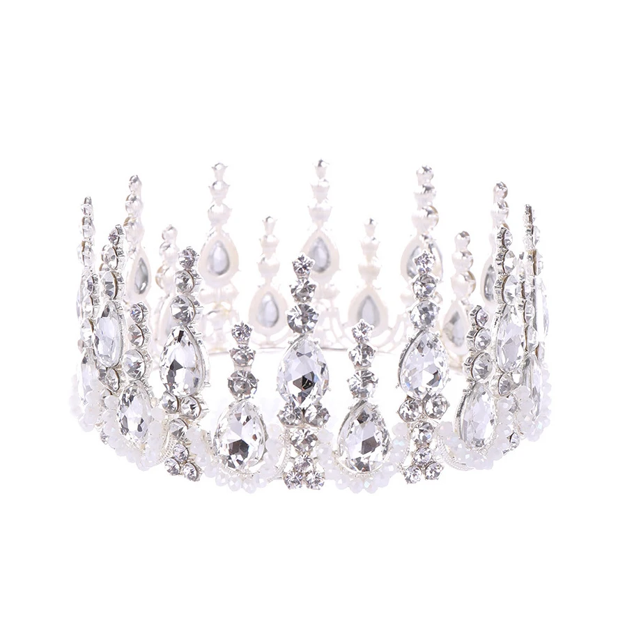 DEJU Full circle big Baroque crown king bride wedding headdress Tiara Pageant Crowns T0033