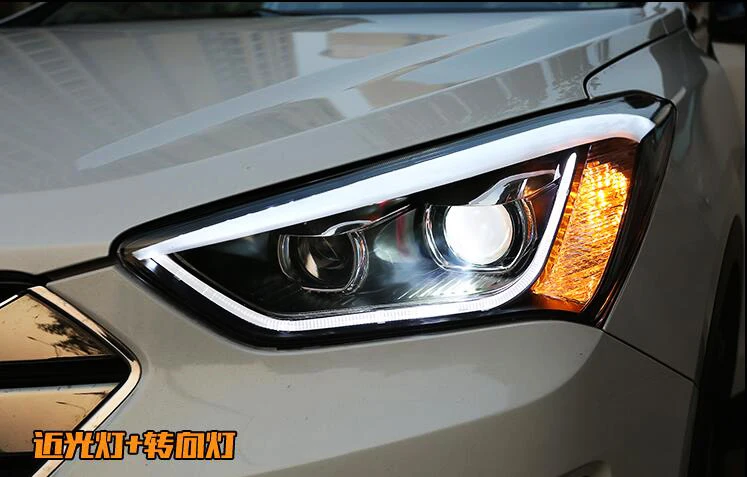 AKD Car Styling Head Lamp for Hyundai IX45 Headlights 2013-2016 New Santa Fe LED Headlight DRL Hid Bi Xenon Auto AccessoriesAKD