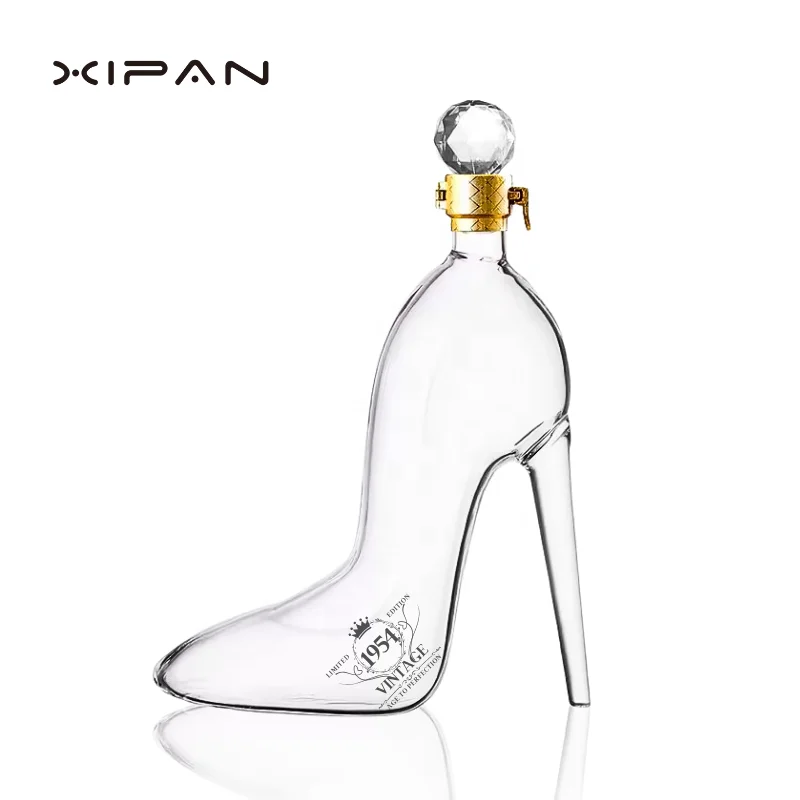 Лидер продаж стеклянная бутылка на высоком каблуке 750 мл стакан для виски водки винный контейнер графин