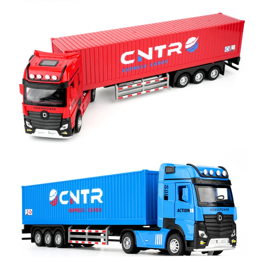 1:50 Boys Toy Alloy Trucks and Trailer Container Diecast  Kids Truck Car Vehicle Toys Hauler Cargo Transport Semi Truck Model