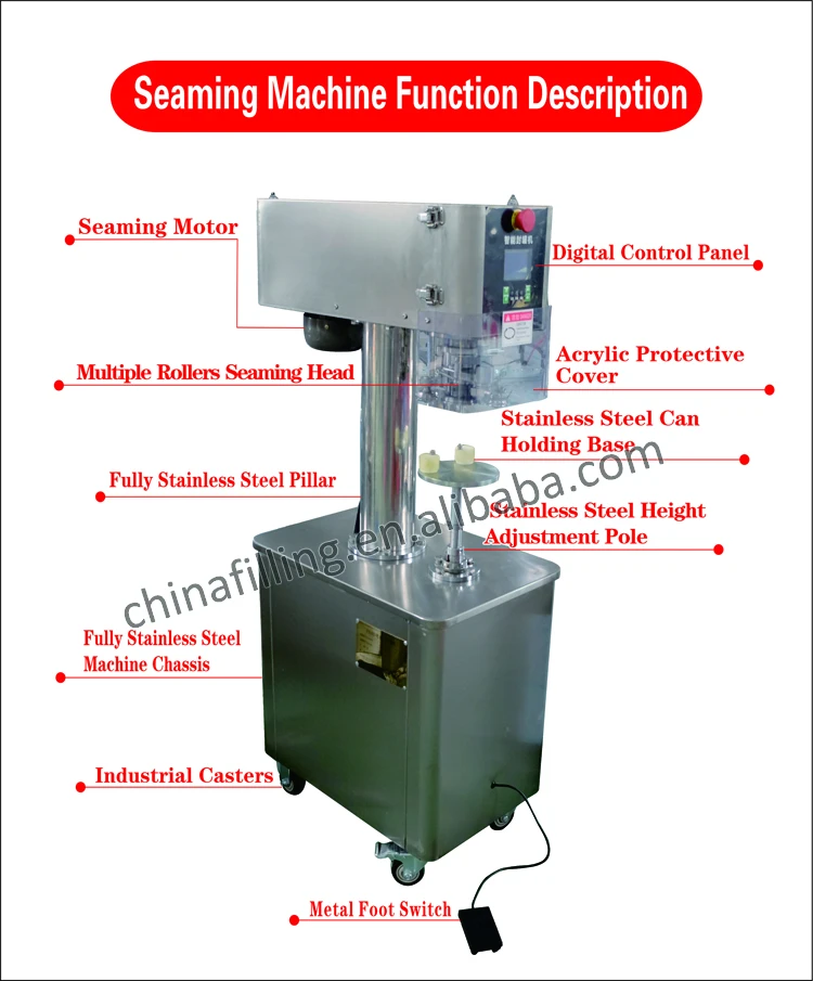 Easy Open Pneumatic Soft Drinks Drum Cap Tin Aluminum Can Sealer Meta Seaming Sealing Machine