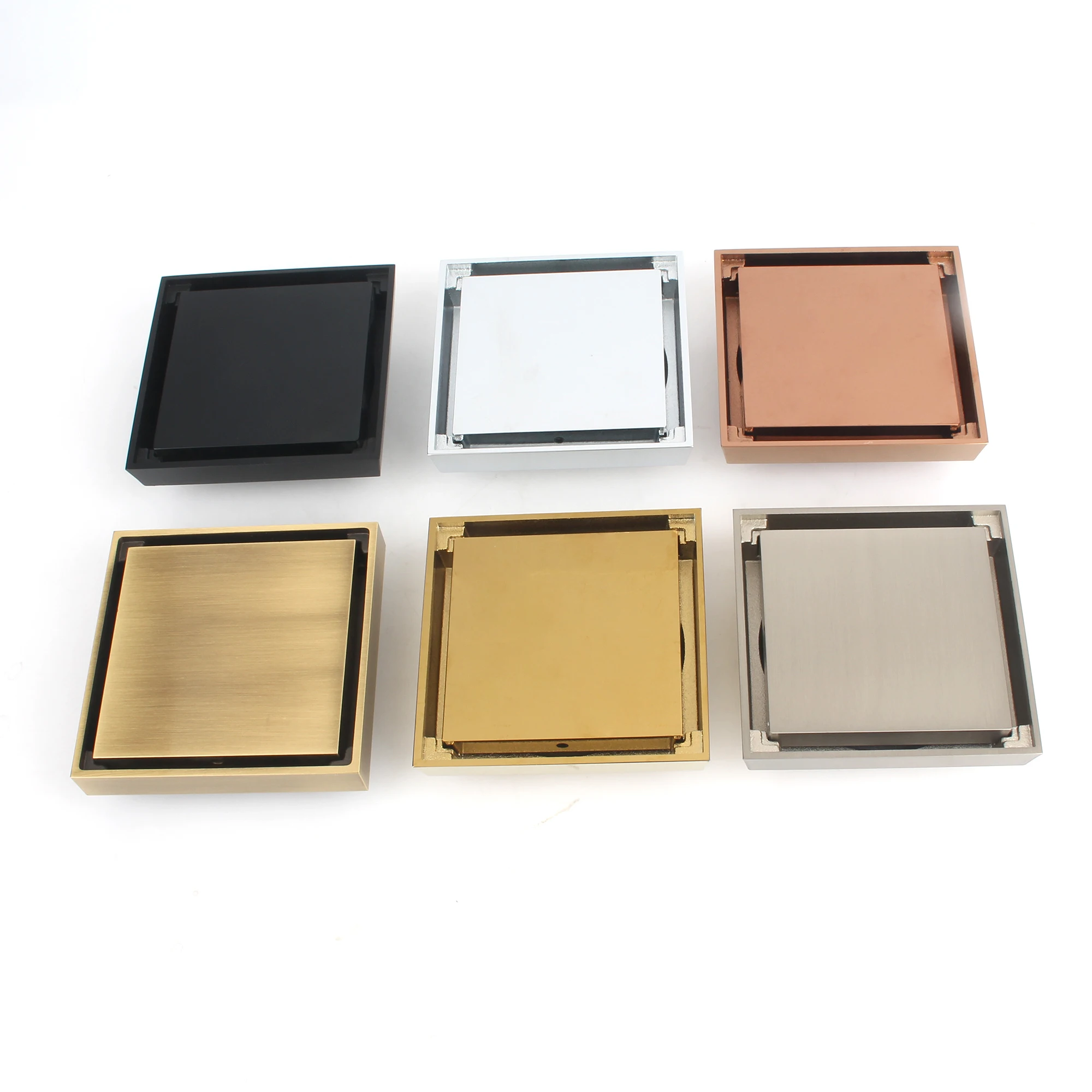 Bangqi Brass 10x10cm Tile Insert Floor Drain Chrome Plated Kitchen and Bathroom Drain with Filter for Hotel Usage and Basins