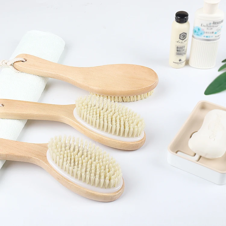 Private Label Boar Bristle Baby Brush Handle Brush Natual Wooden Bath Brushes