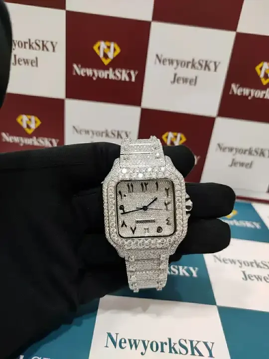 Luxury Fashion Handmade VVS Clarity Moissanite Diamond Watch Fully Iced Out Wrist Watch at Cheap Price