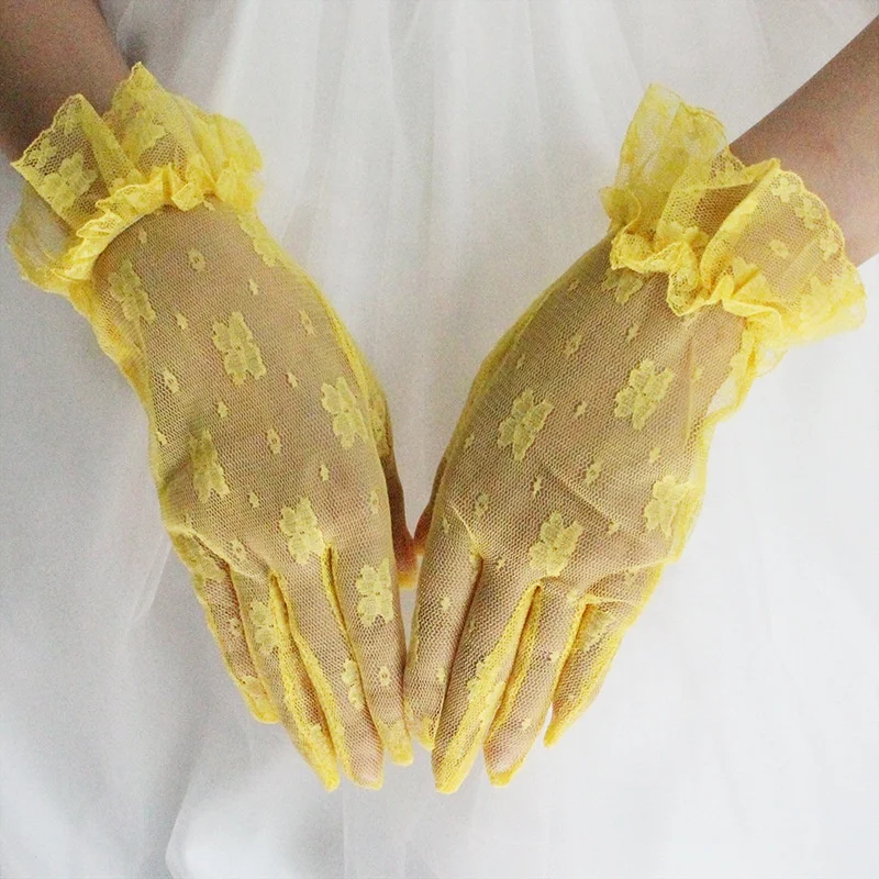 
Bridal Lace Red White Wedding Bride Wedding Gloves Butterfly Embroidery Gloves Wholesale 