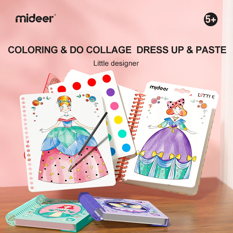 Mideer MD2201 Детский костюм принцессы меняющая наклейка книга От 3 до 7 лет Одежда для маленьких девочек Мультяшные наклейки игрушка-раскраска