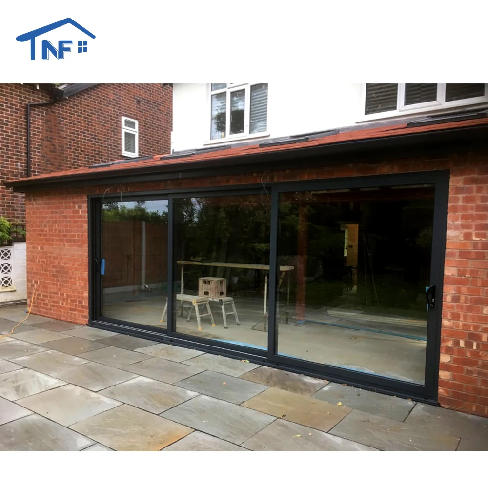 Heat proof Slim Frame sound-proof Aluminium Alloy Frame House use  glass sliding patio door