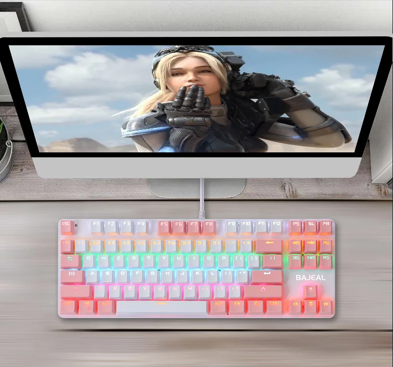 Best-selling 87 Keys Green Axis Gaming Gaming Desktop Computer Office Notebook Real Mechanical Keyboard