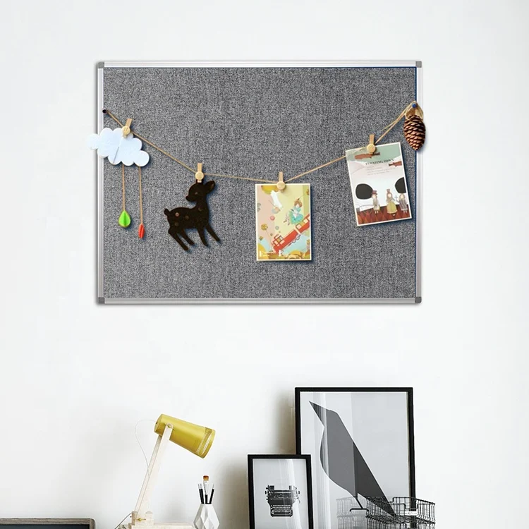 60x45cm wall mounted indoor bulletin board office notice board decoration aluminium frame fabric cork board