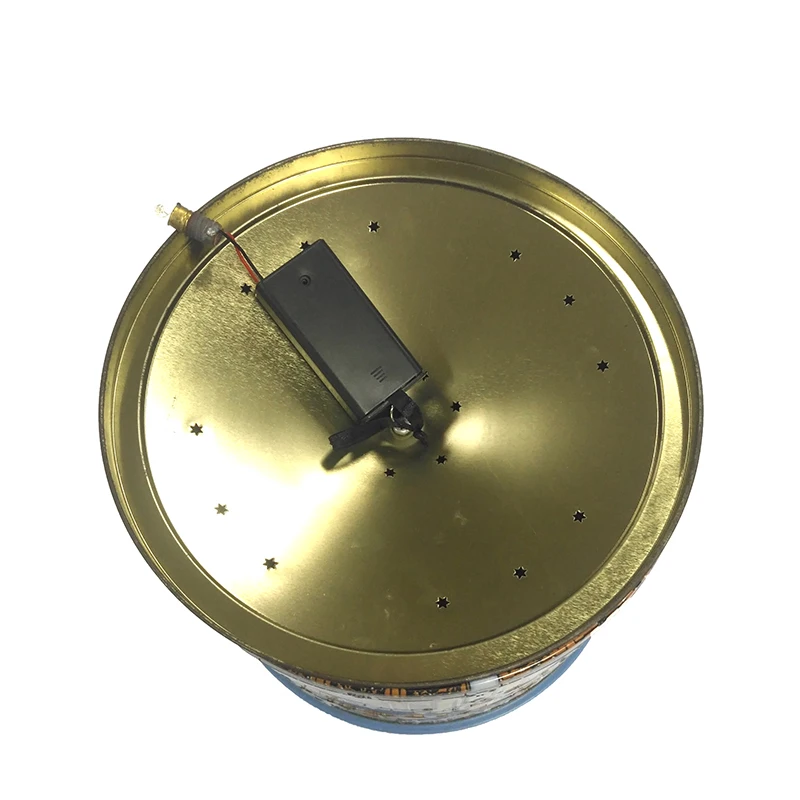 Lovely Carousel Round Shape Cartoon Image Christmas Empty Metal Package Gift Music Tin Box