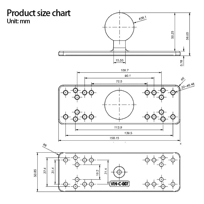 Universal Aluminum Mount Plate Kayak Accessories Fits All Fishfinder Lowrance,Garming fishfinder Mount