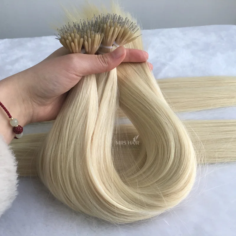 Wholesale Nano Ring Human Hair Extensions Silicon 100% Russian  Nano Ring Double Drawn Remy Human Hair Extension For Nano Ring