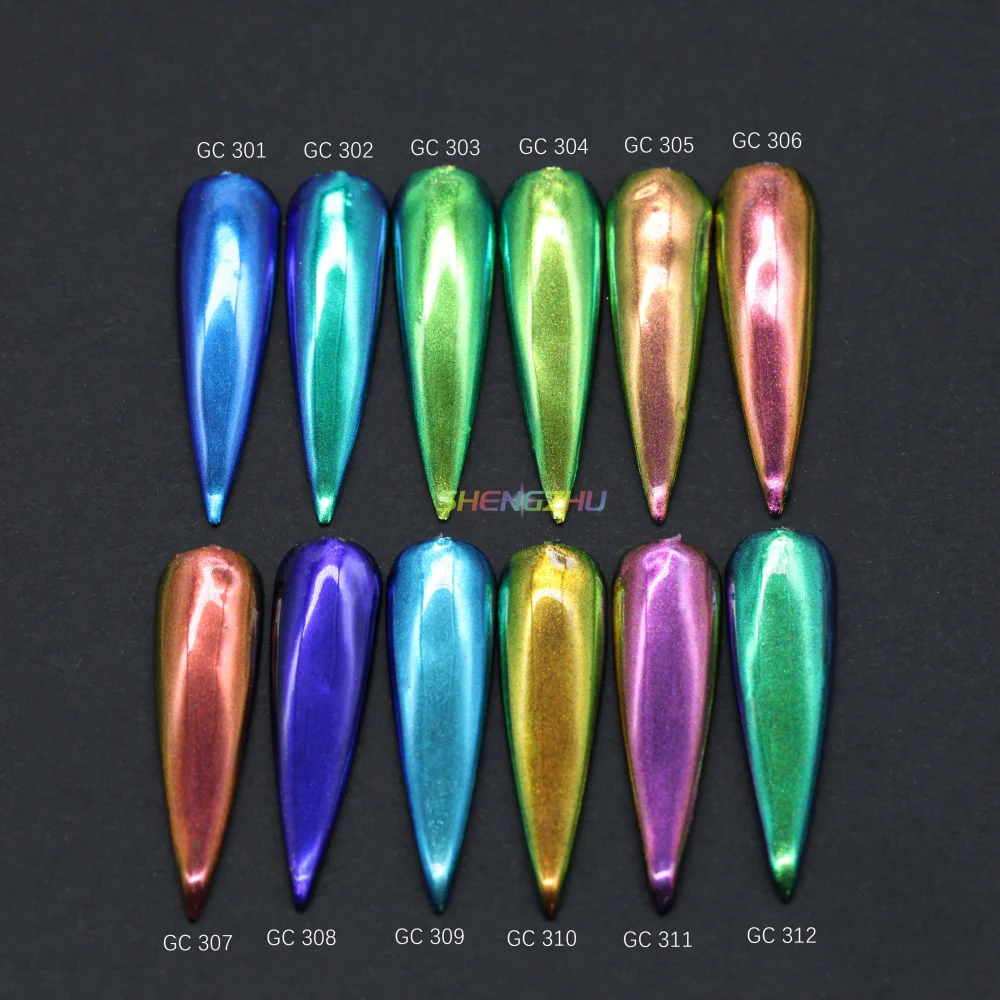 New chrome nail duochrome chameleon multichrome color shifting nail rubbing nailart pigment powder low MOQ customized packing