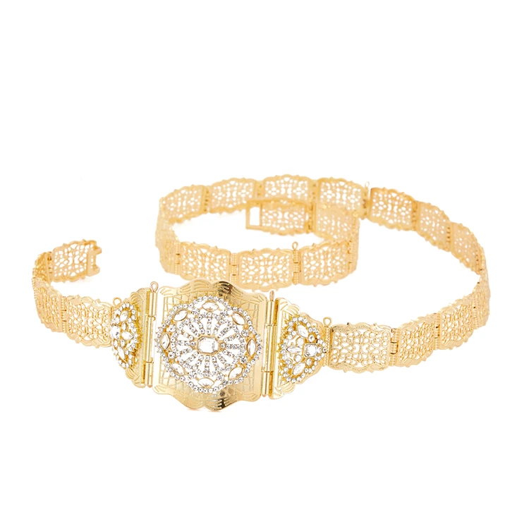 Spot Wholesale Algeria Moroccan Chic Caftan wedding 14k gold Metal belt for women adjustable chain