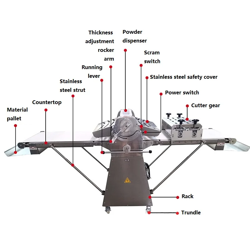 KAINO Stainless Steel Automatic Standing Dough Sheeter
