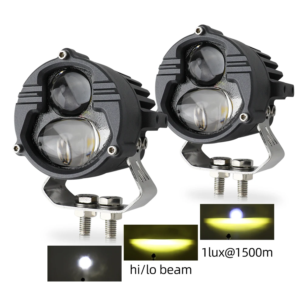 3 inch 1500M Dual Color White Yellow High Low Beam 40W Mini Driving Light Motorcycle,12V 24V Led Motorcycle Auxiliary Light