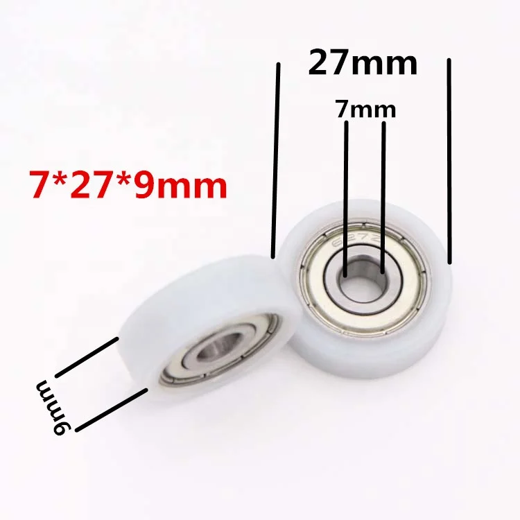 Flat nylon pulley 627 bearing plastic roller pulley wheel for sliding window 7*27*9MM