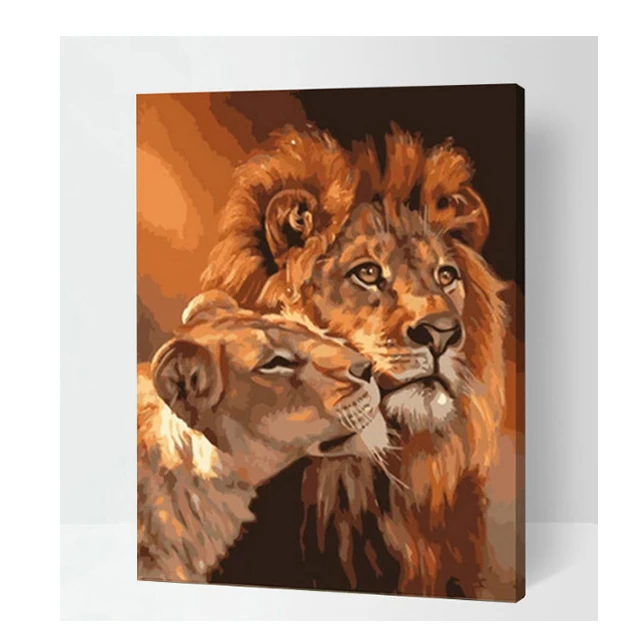 Ручная роспись маслом на холсте Лев Раскраска по номерам для взрослых украшения стены семь искусства стены декора гостиной холст картины по доступной цене