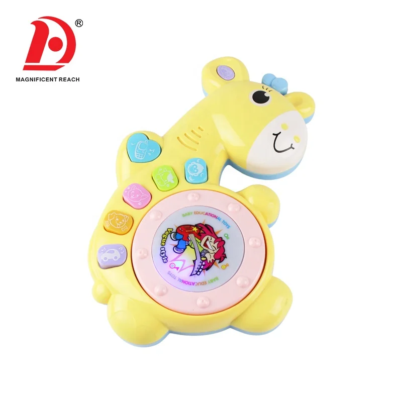 HUADA 2019 Lovely Cartoon Animal Styling Plastic Baby Drum Musical Toy with Music & Light