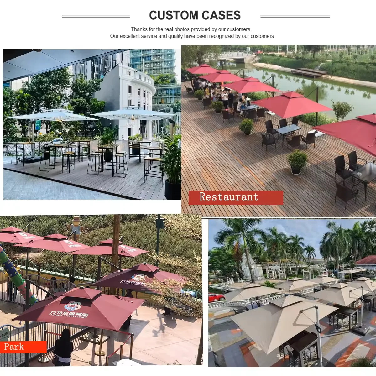 Swimming Pool Aluminum Large Outdoor Double Layers Parasol Garden Sun Patio Roman Umbrellas with Led Light