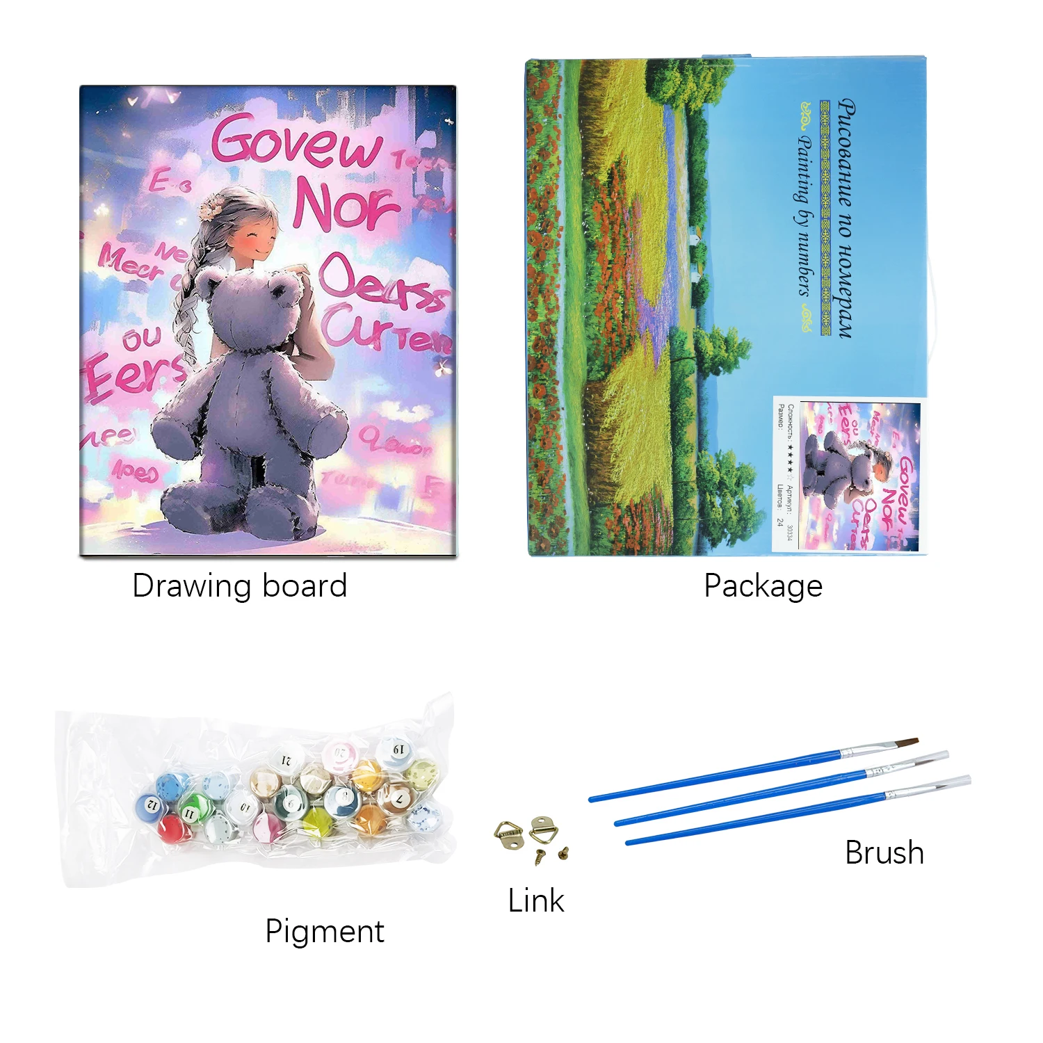 Wholesales Portrait Series The Girl And Her Doll Bear Diy Painting By Numbers Paintings Pictures Arts Craft For Home Wall Decor