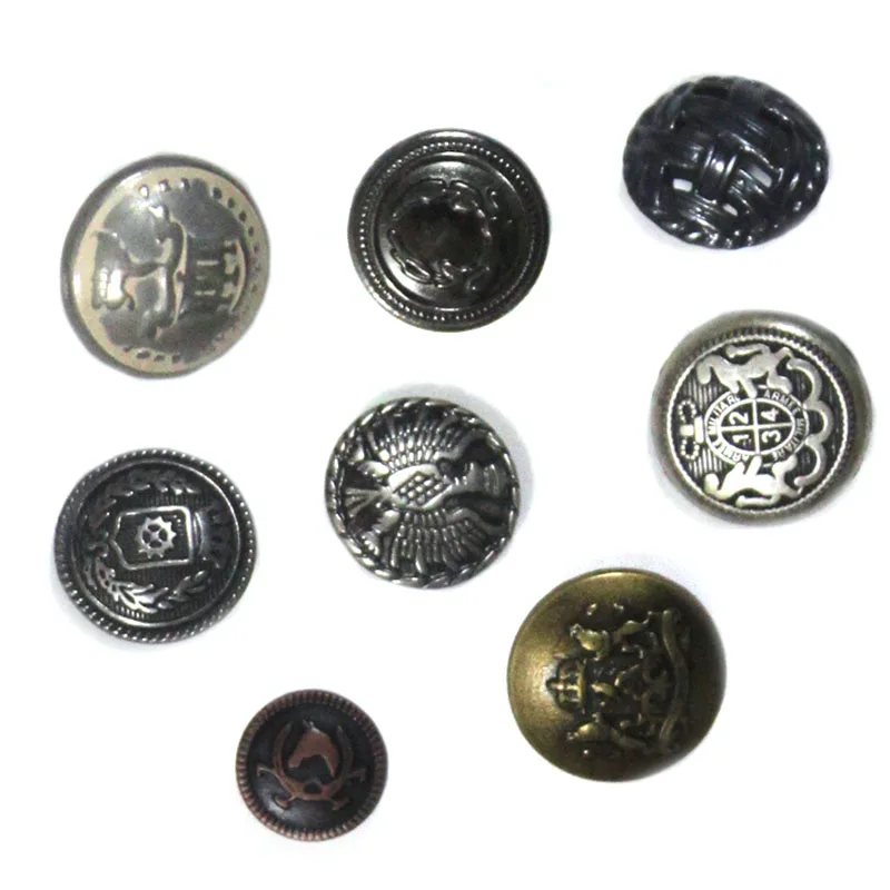 Shank button custom logo zinc alloy metal sewing button for coats