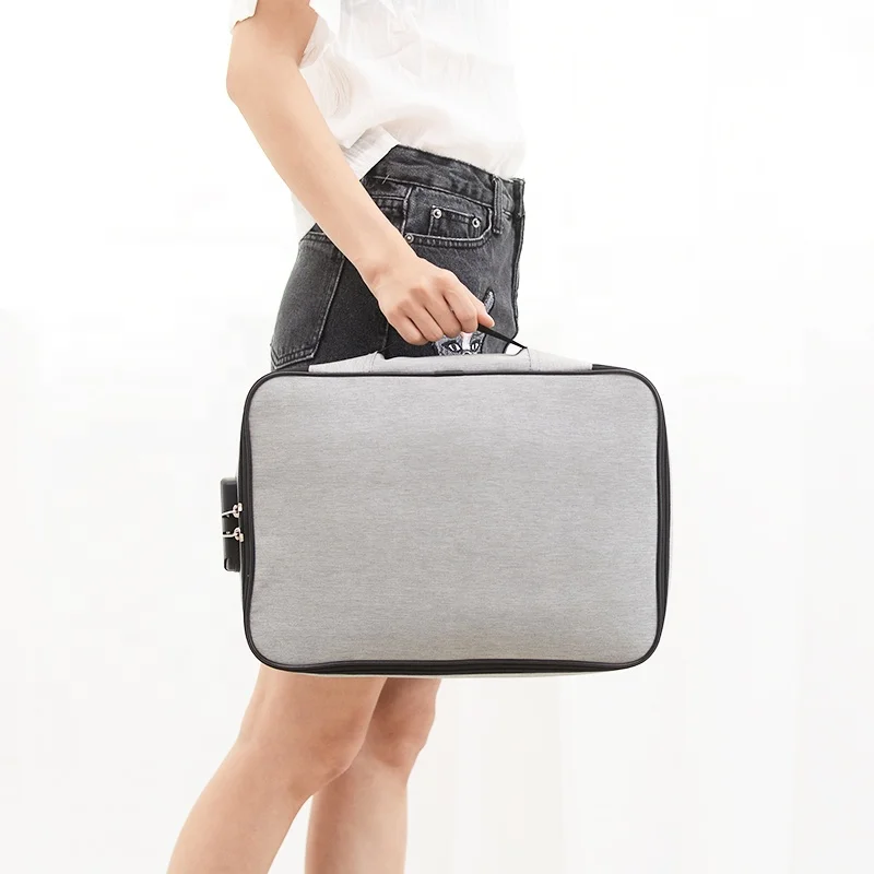 
2 Layer Oxford Document Bag Holder Zipper Closure Portable File Pocket Organizer 