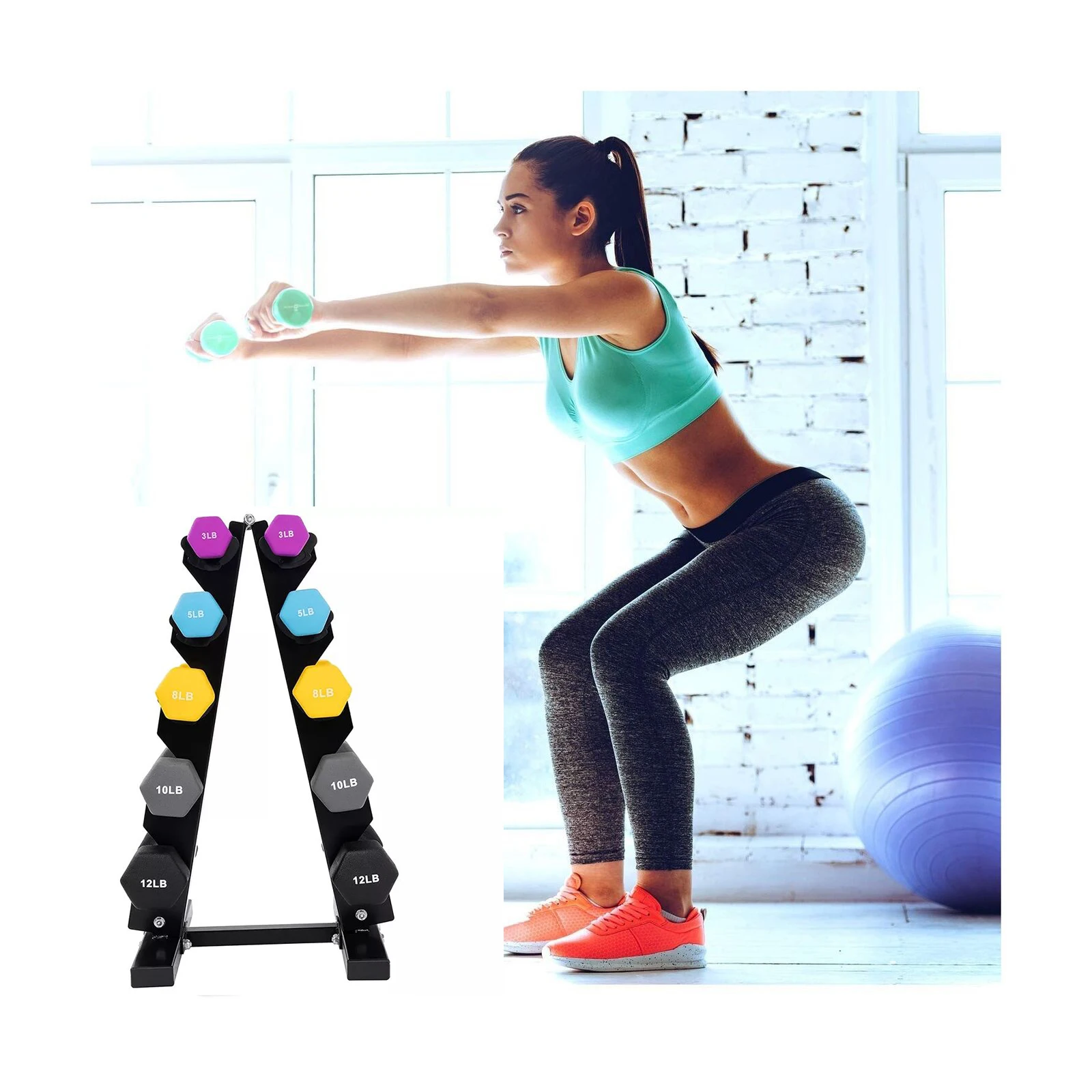 5-Tier Dumbbell Rack Dumbbell Storage Stand Holder Steel Weight Tree for Home Gym