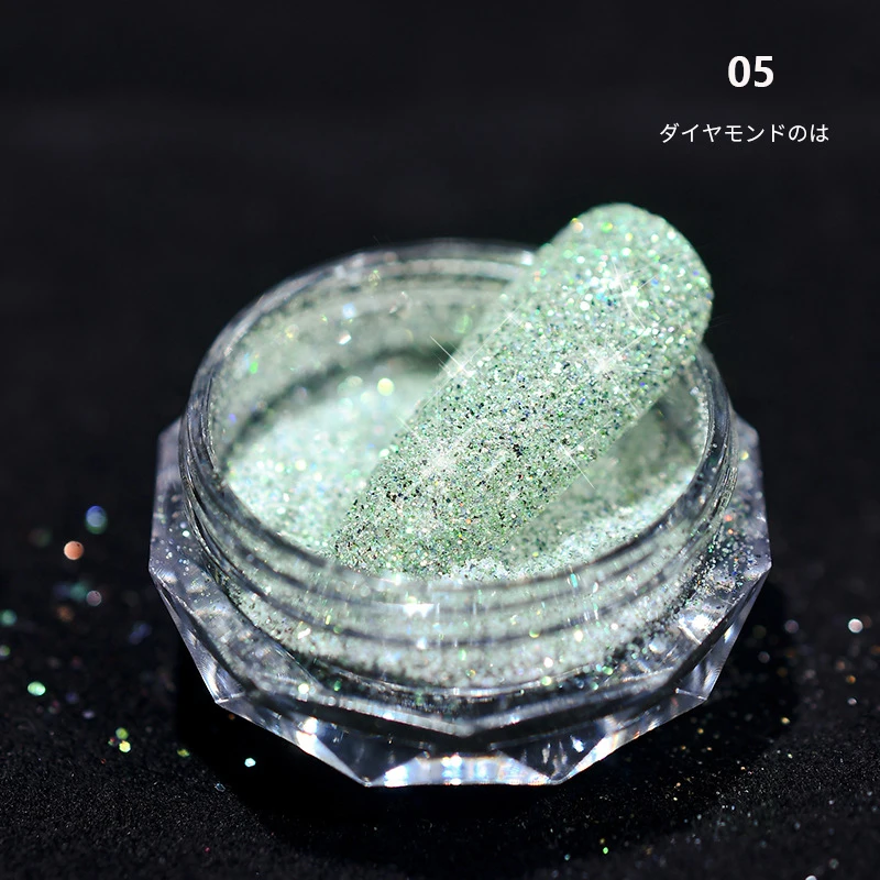 Reflective Thermal Nail Powder Glitter Nail Shinning Crystal Rhinestone Sequin Chrome Pigment UV Gel Polish Nail Decoration