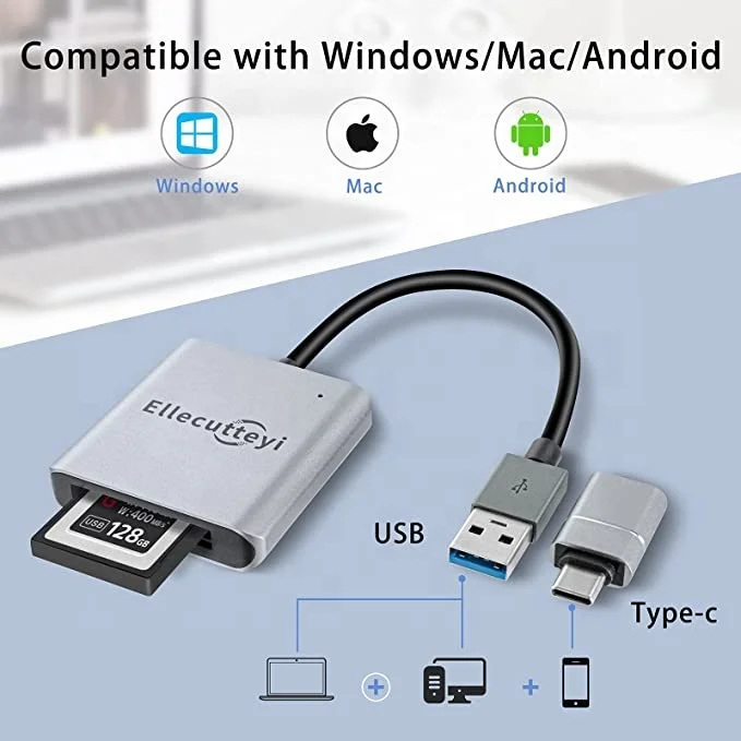 3 In 1 Sd Tf Cf Usb 3.0 Xqd Memory Card Reader