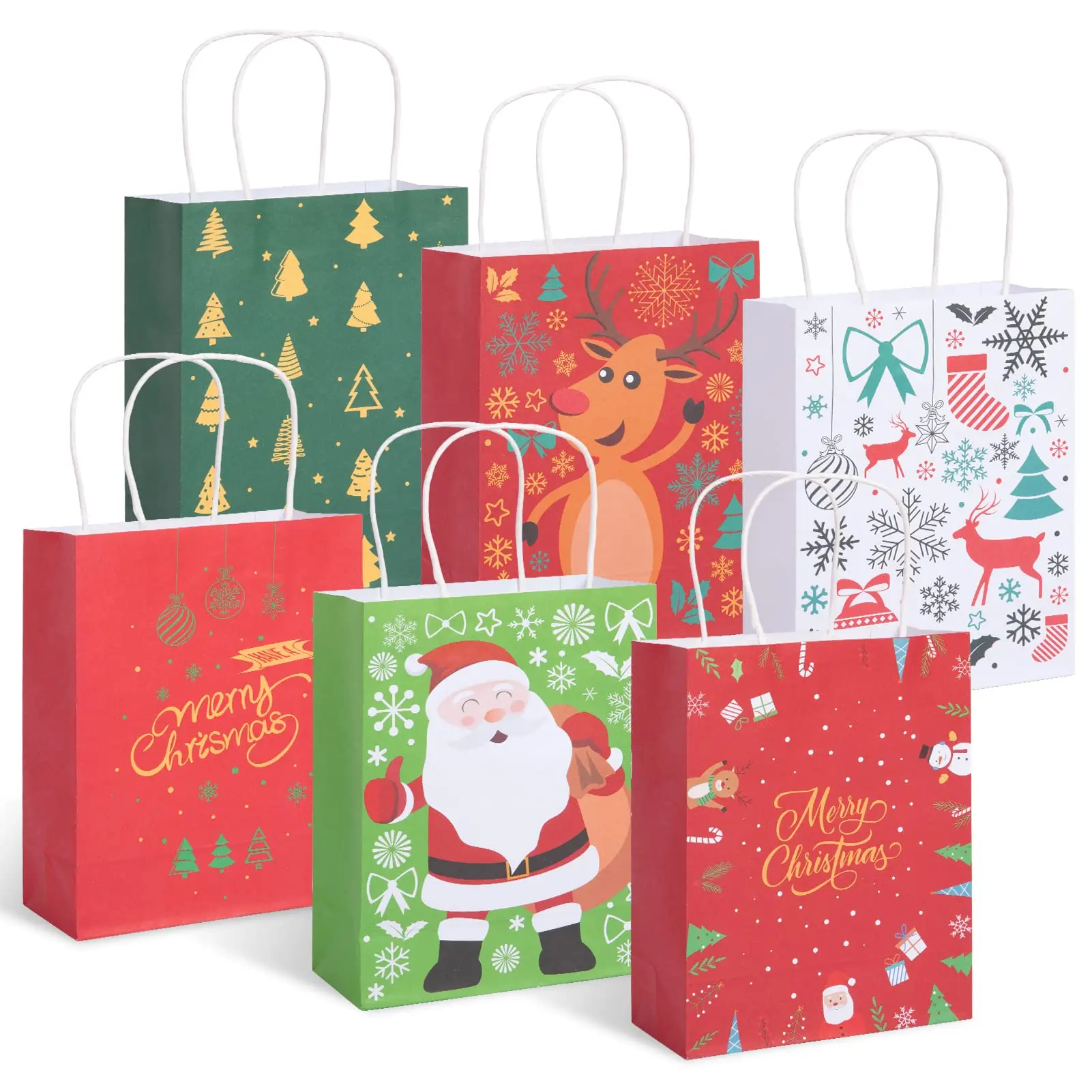 KM Xmas Favors Party Decoration Christmas 2024 Gift Bags Christmas Gift Kraft Paper Bag