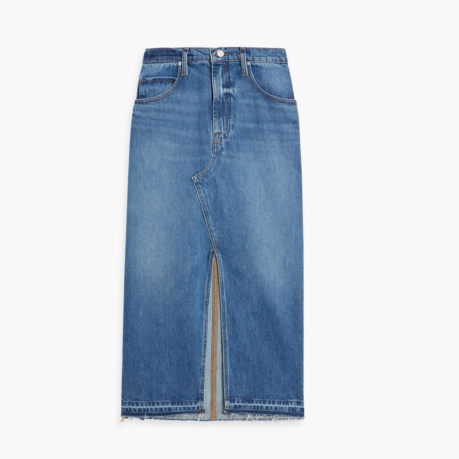 Wholesale custom button front casual plain long ruffle fishtail mermaid high waist ladies maxi fishtail denim skirt women