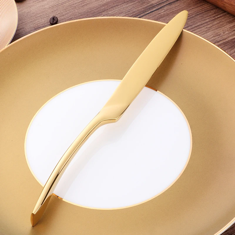 Cutlery Types of Hotel Restaurant Cutlery Set Stainless Steel Golden Kaya Dinner Knife Fork Spoon Cutlery Set