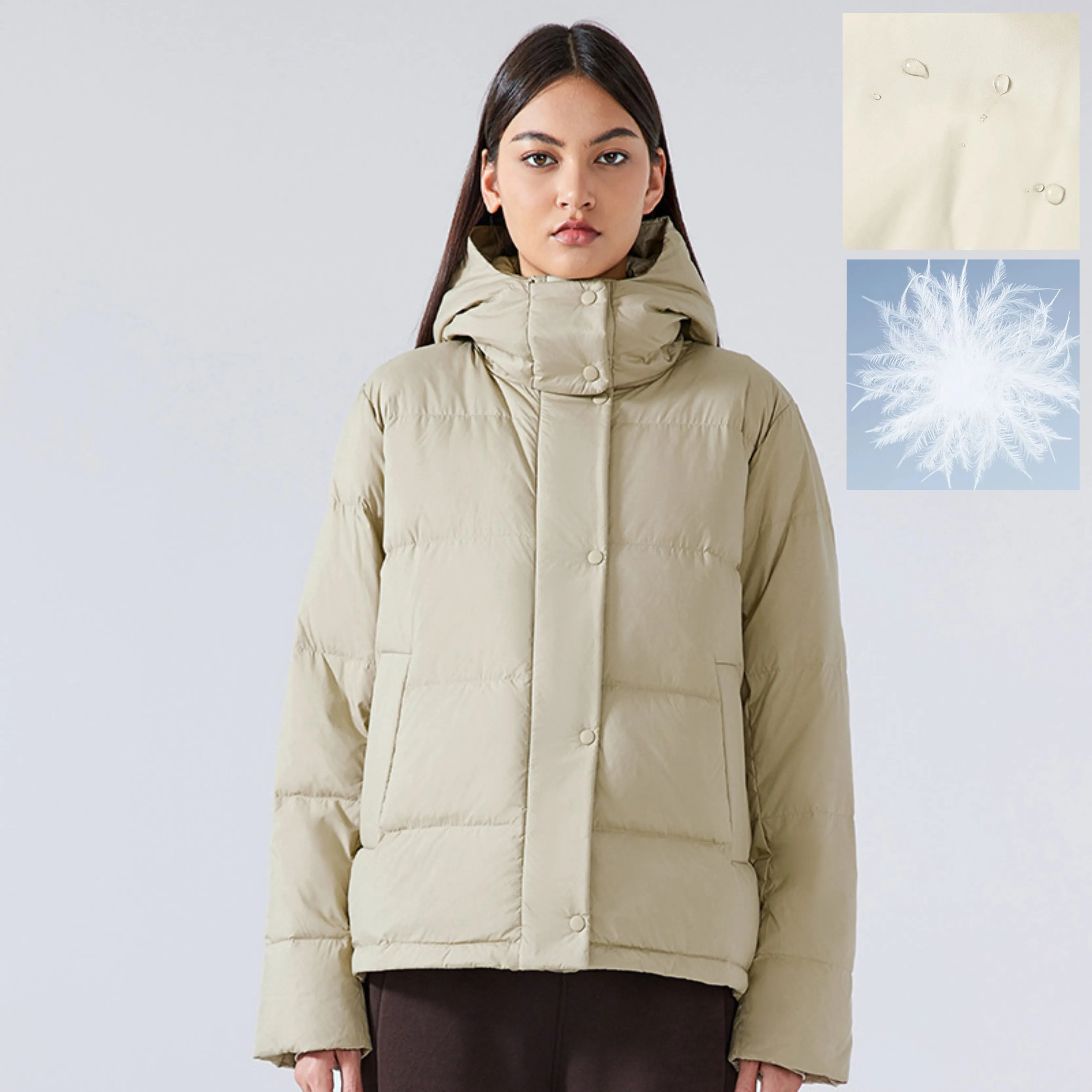 2024 Winter Stand Collar Vest Zipper Pocket Removable Hooded Woven Warm Coat Down-filled Garment Puffer Eiderdown Down Jacket
