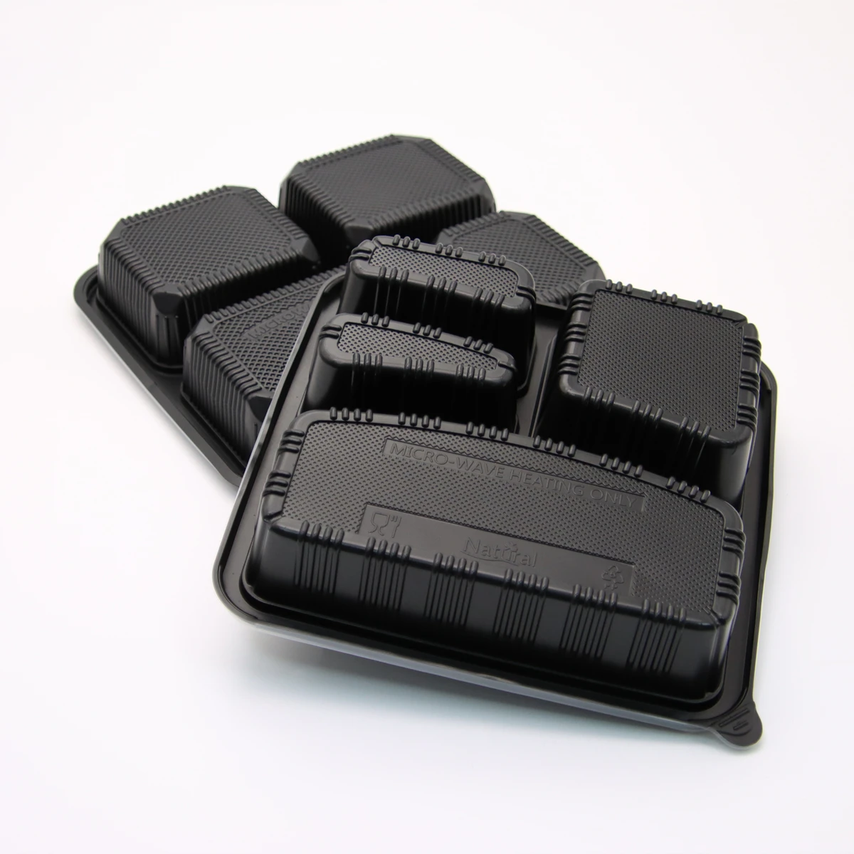 Togo Takeaway Fast Food Container Box Compartment Food Grade PP Plastic Custom Logo Microwavable 1 2 3 4 5 6 7 Black Disposable