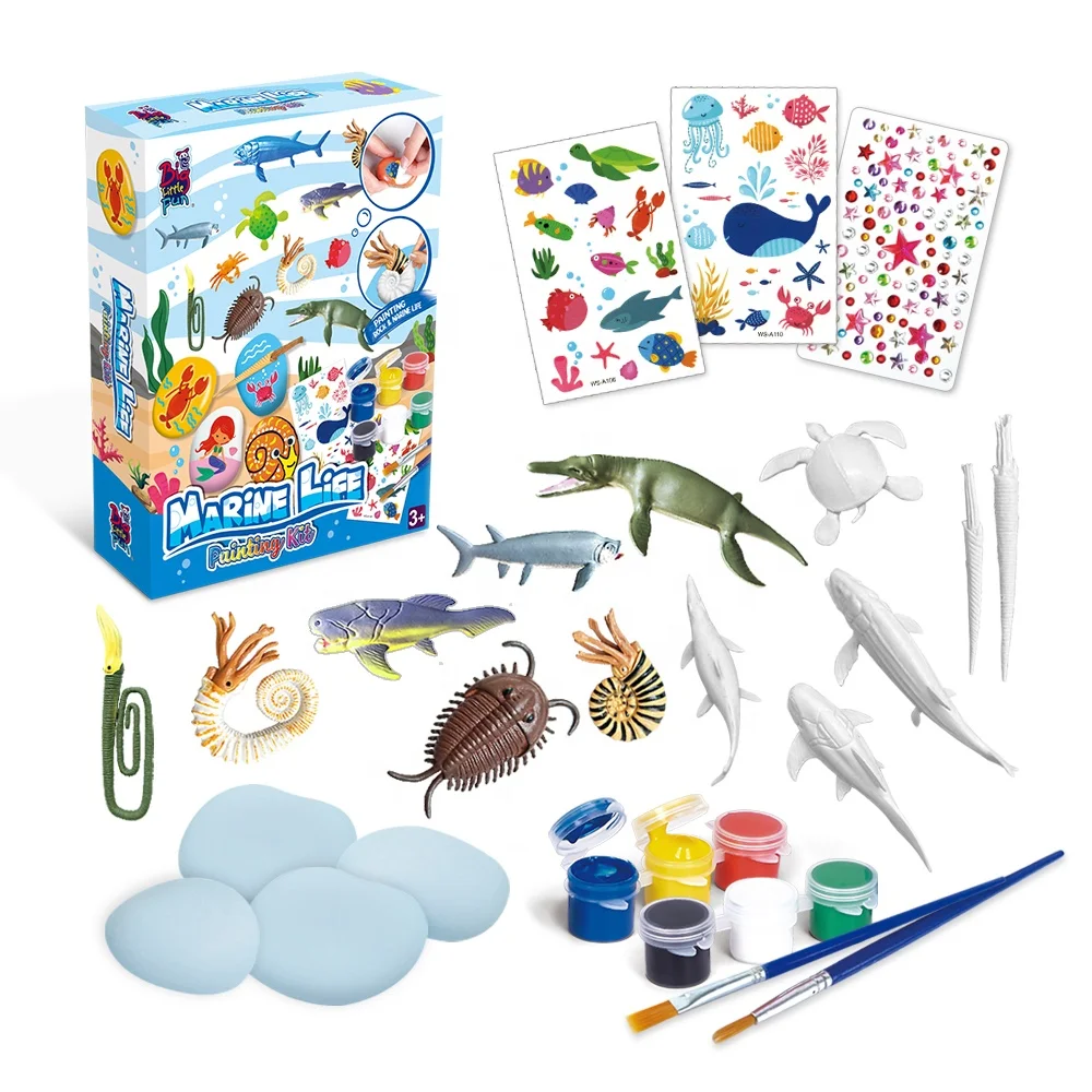 2024 new Product Creative Product Art Craft  Handmade Diy Toy Kid  Stone Drawing Set  Animal Paintings With Tattoo Sticker