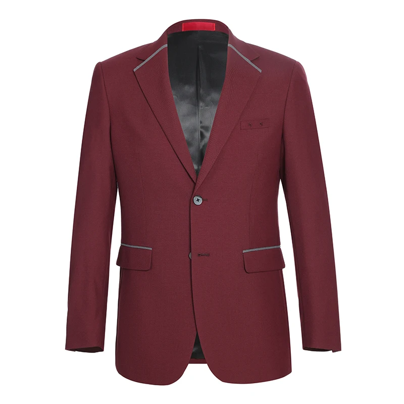 
hotel Reception uniform red color slim suit set High Quality Notched Lapel with contrast piping Formal women hostess uniform 