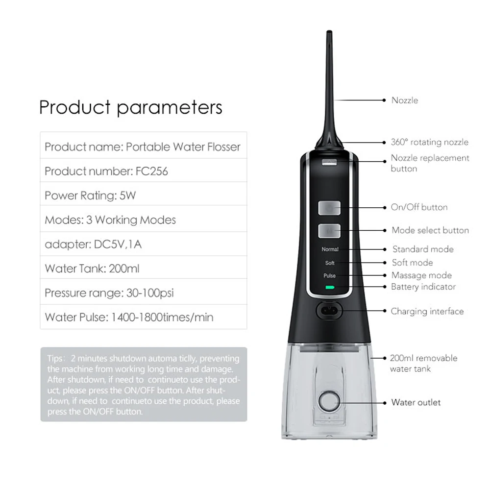2021 newest Portable water pulse Dental cordless water Flosser