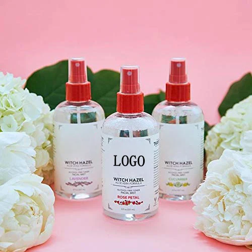 OEM Organic Aloe Vera Formula Moisturizing & Hydrating Rose Water Witch Hazel Facial Toner Spray