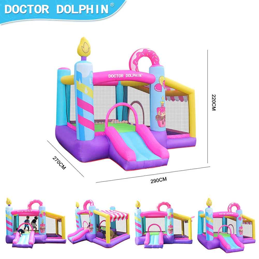 Doctor Dolphin Party Pink Bounce House Inflatable Bouncer Jumping Castle Bounce House Inflatable Slide With Blower