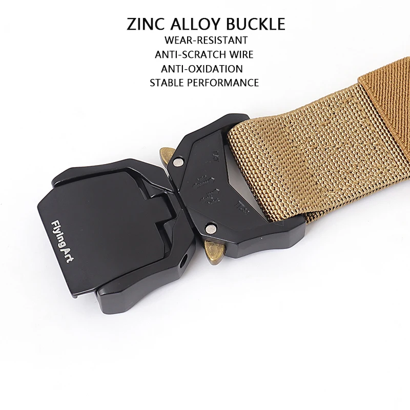 Hot-selling aluminum alloy buckle nylon belt outdoor personality tail elastic double-layer quick release cloth belt