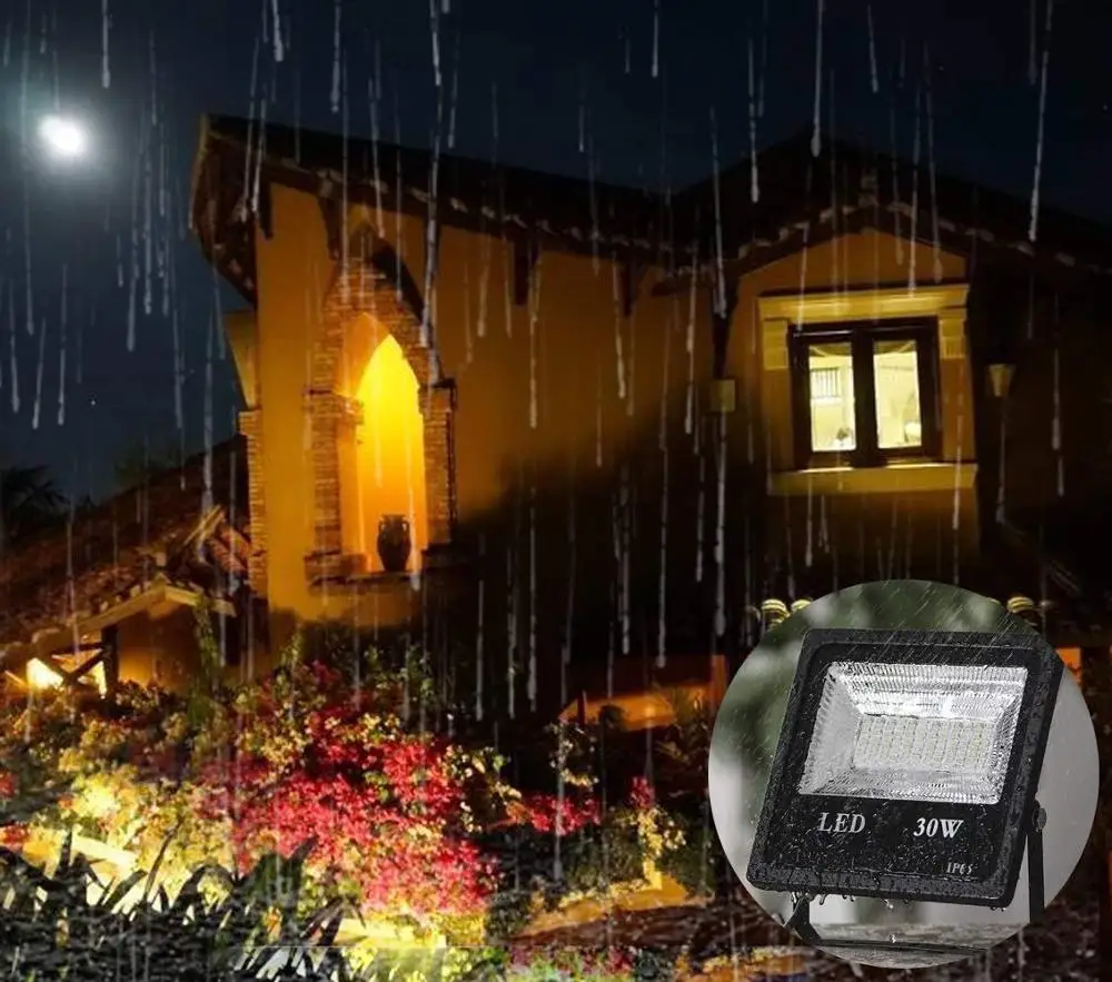 
60W RGB color changeable solar outdoor remote control flood light pir motion sensor app control DC AC garden light 