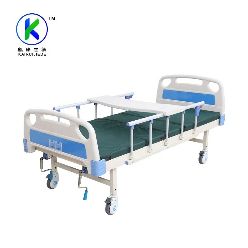 Jiede Medical good quality hospital device mechanical 2 crank bed ABS medical bed with wheels for clinic