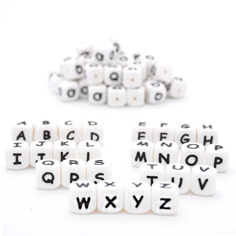 Bpa Free Food Grade Silicone Beads DIY Alphabet Beads  Letter Beads Bulk For Baby Name Letter