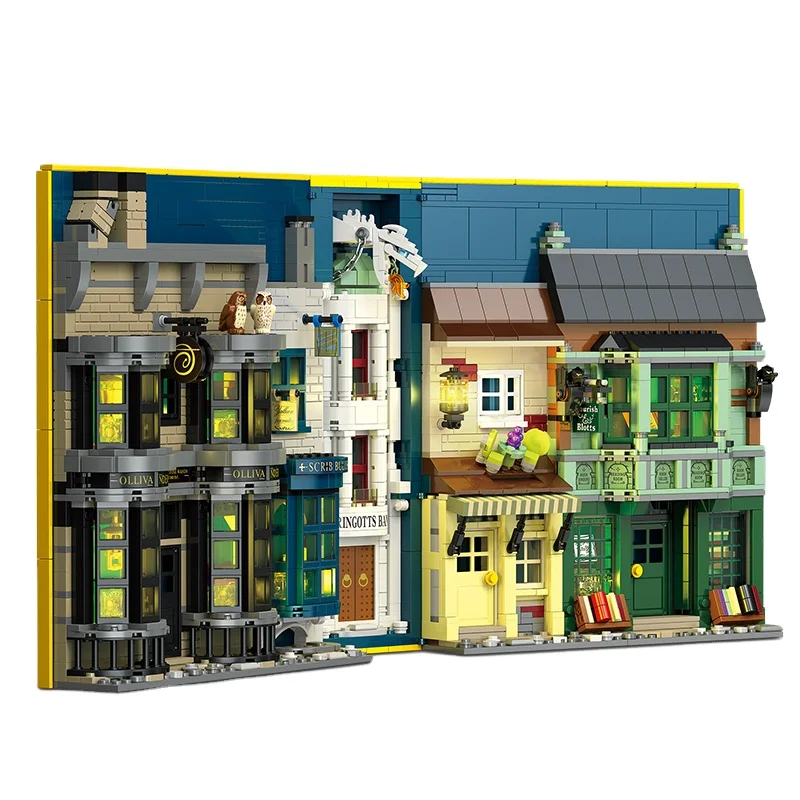 1976-Pcs Ollivander Wand Shop Building Block Set Flourish Blotts Book DIY Gift Plastic Adult Collectible Box Plastic Box