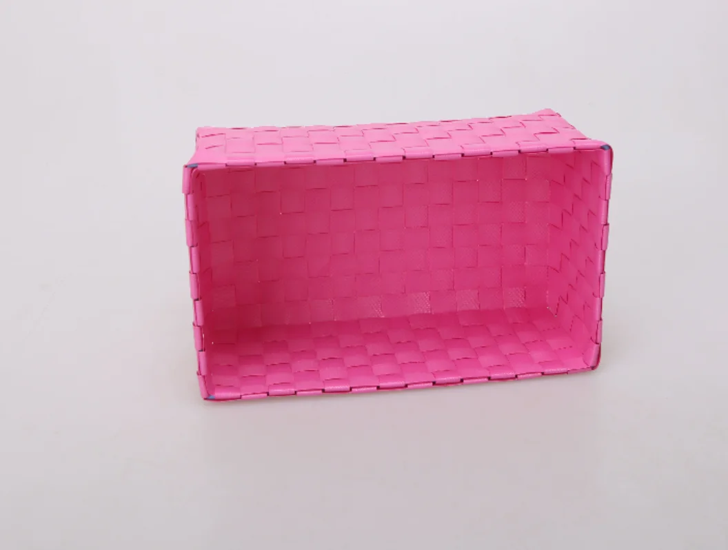 cute rectangular PP rattan plastic home woven storage basket