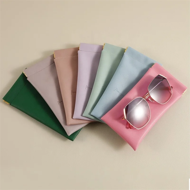 Custom Logo Glasses Pouch Bag Sunglasses Case Leather Pouch Glasses Packaging Bag