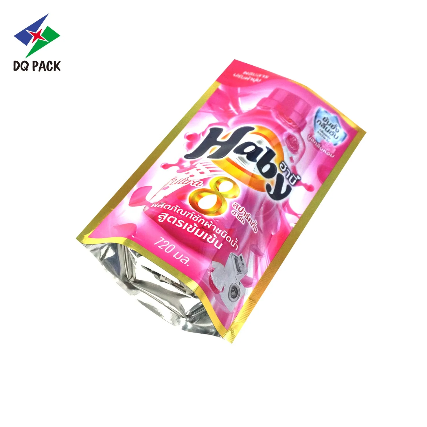 DQ PACK custom heat seal 200ml 720ml stand up pouch doypack for liquid laundry detergent packaging